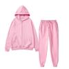 Womens Fleece Hooded Zip Tracksuit Loose Fit Solid Color Sportswear Set