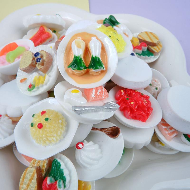 1 Stück Puppenhauszubehör Mini Dim Sum Platte DIY Miniaturlandschaft Feengarten Dekor Spielessen Ornamente