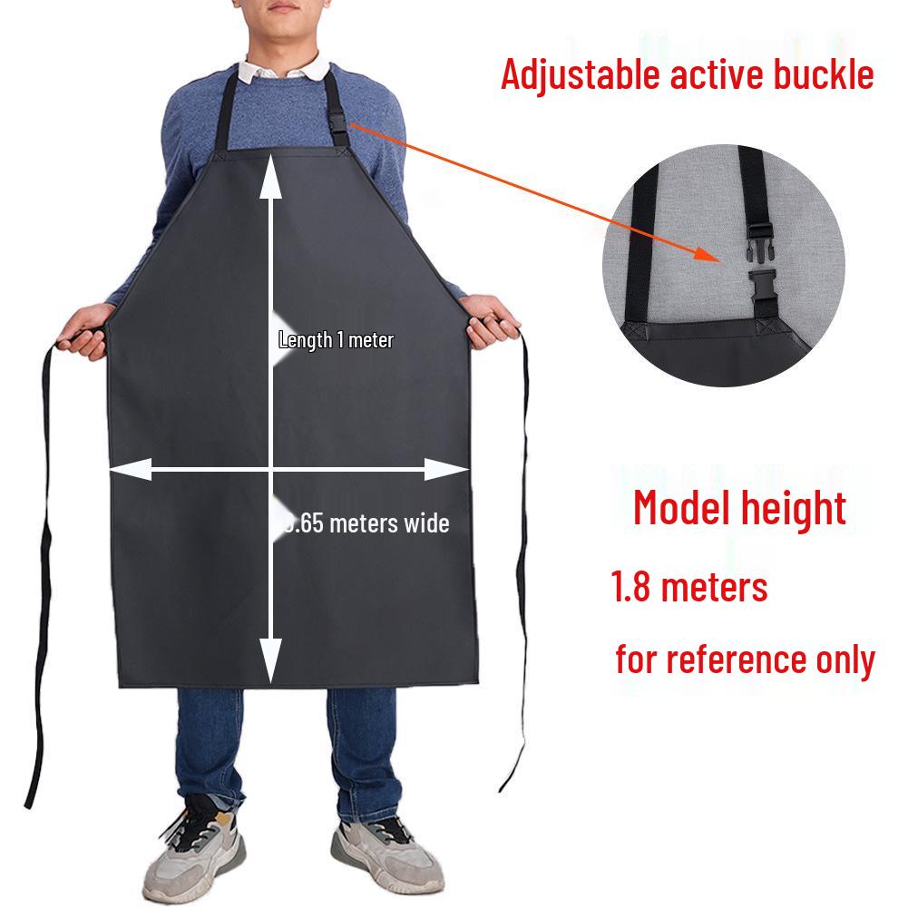 Men's Waterproof & Oil-Proof Leather Apron - Durable, Wear-Resistant, Long-Style for Cooking & Household Tasks