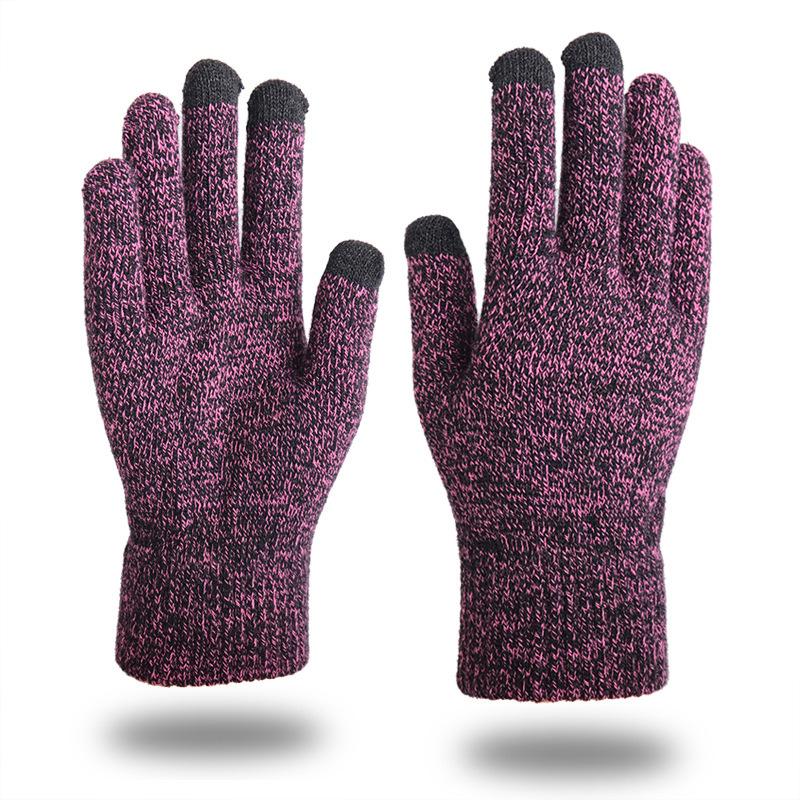 Touch screen knitted thermal gloves, enlarged velvet, non-slip and cold-proof