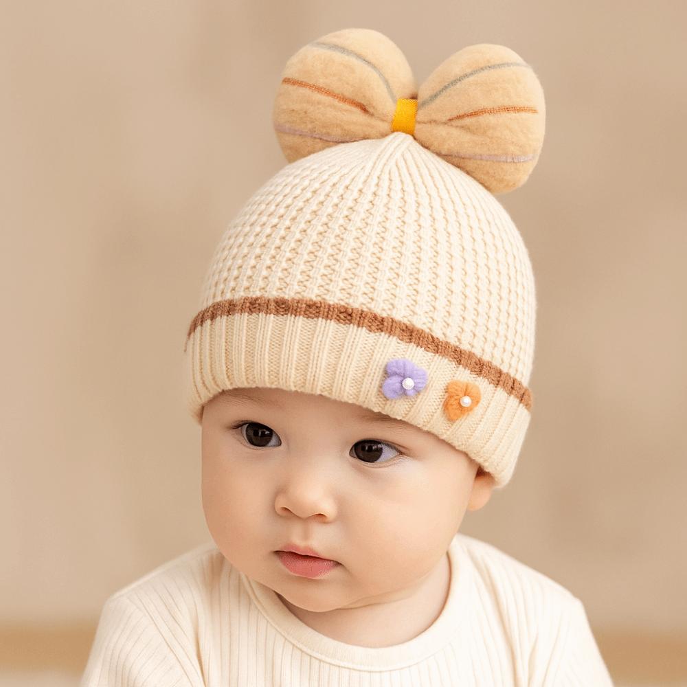 Schleife Beanie Mütze Winddicht Überziehmütze Neu Ohrenschutz Mütze Baby