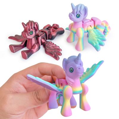 3D-gedruckte fliegendes Pferd Figur Bewegliche Gelenke Geflügeltes Pony Statue Stressabbau Fidget Spielzeug Pädagogisches Tiermodell Dekoration Ornament