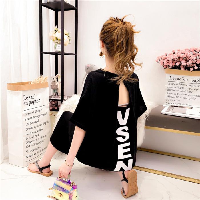 

YYFS Женская мода Лето Весна Рукава 1/2 Круглый вырез Свободная талия Повседневные платья XXXXL чёрный