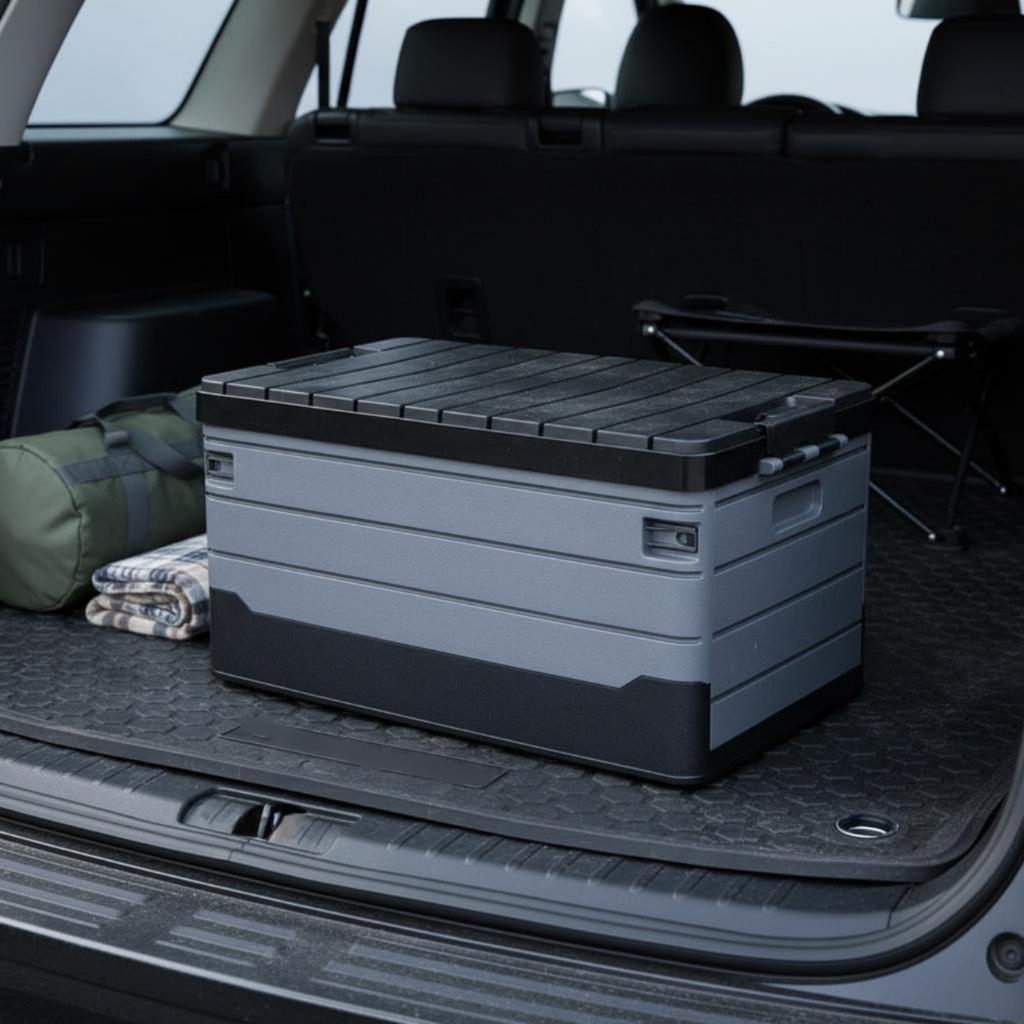 Foldable Storage Crate with Lid Sturdy Foldable Storage Box with Lid Foldable Car Organizer Reinforced Bottom for Camping