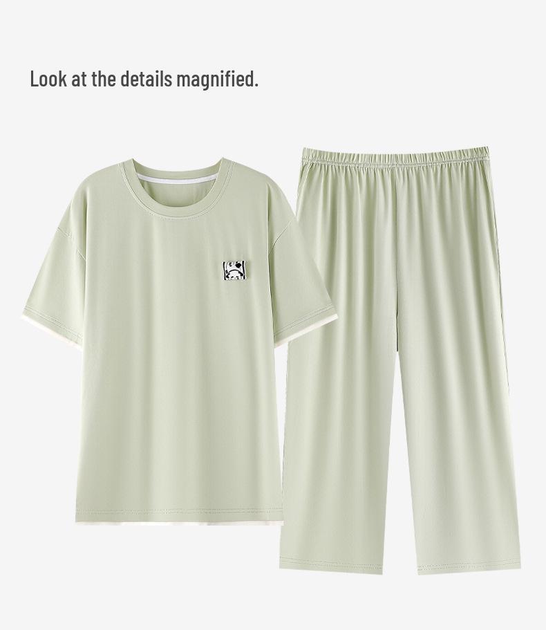Women's Summer Plus Size Short-Sleeved Pajama Set: Modal Cotton, Three-Quarter Pants, Lightweight, Suitable for Home or Outdoor Wear