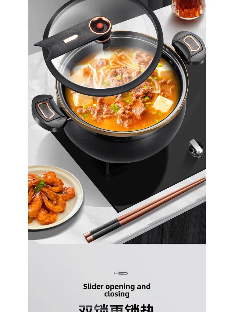 Nueva olla multifuncional de cerámica esmaltada para sopa: Olla de micropresión de gran capacidad para estofado y estofado para uso doméstico