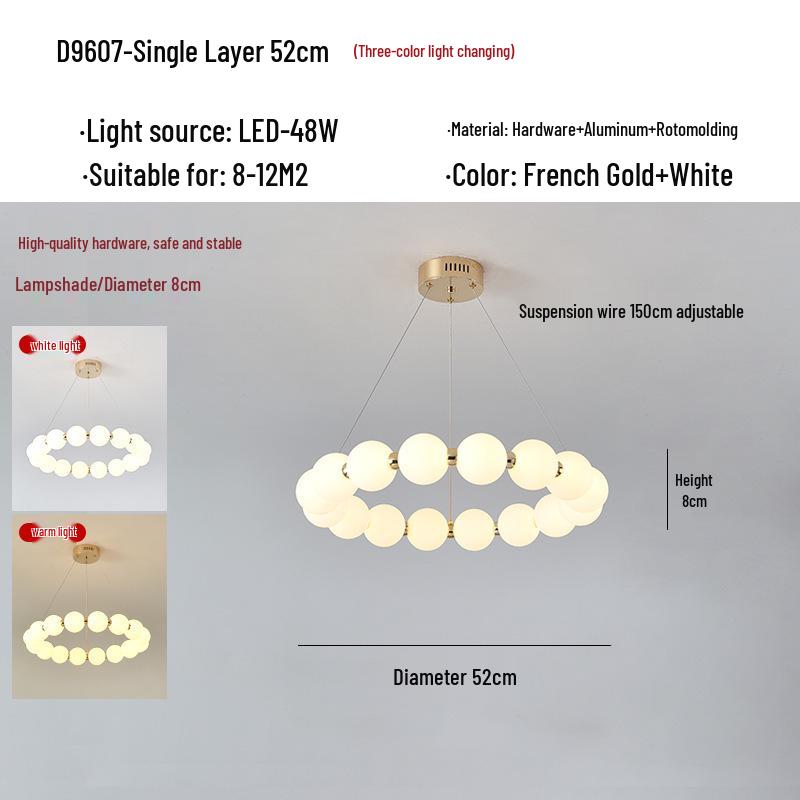 Nordic Modern Minimalist LED Chandelier - Pearl Necklace Design for Living Room, Bedroom, and Restaurant.