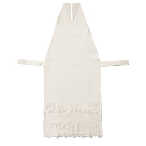 Kyoto Kimono Yuzen Kimono Apron, Women s, Lace Apron, Easy-to-Wear Apron, Solid Color (White)