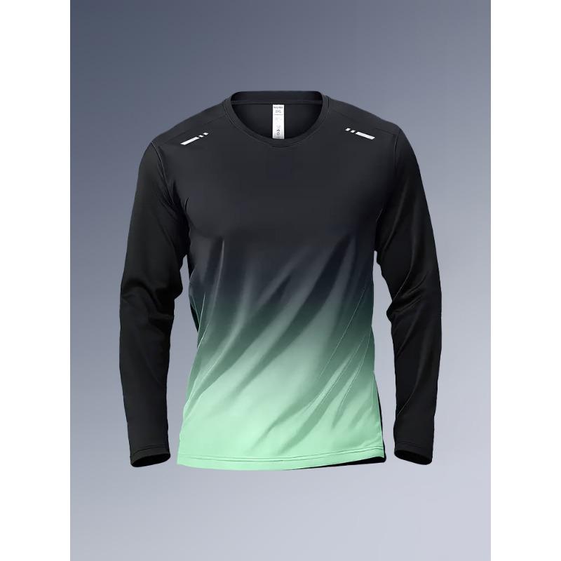 Men's Long Sleeves T-shirt Fitness Clothes Men's Spring Autumn Quick-Drying Clothes Training Sports T-Shirt Stretch Running Tops