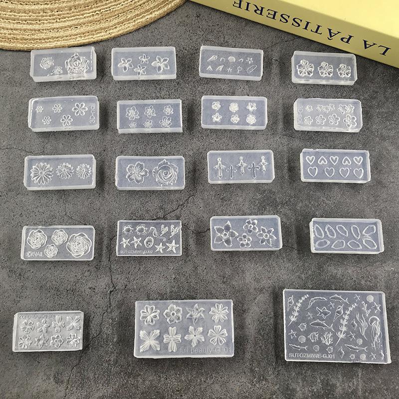 3D Rose Flower Silicone Nail Mold Ocean Style Shell Starfish Nail Transparent Mold Diy Nail Art Decoration Manicure Design Tools