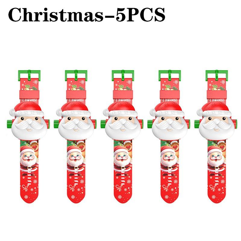 1-5PCS Projection Christmas Watch LED Glowing Kids Watch Fun Toy Trendy Accessory with Multiple Patterns Birthday Christmas Gift