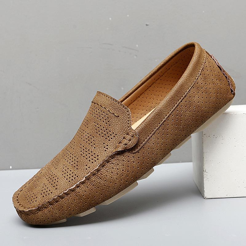 Big Size 38-47 Men's Genuine Leather Shoes Breathable Slip On Driving Men Casual Shoes Moccasins Luxury Loafers Mens Summer Flat
