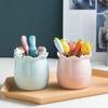 304 Stainless Steel Fruit Fork Set with Storage Jar