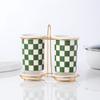 Checkerboard Ceramic Chopsticks Holder Drain Rack Chopsticks Basket Chopsticks Box Cutlery Box Storage Rack Wall-mounted Shelf