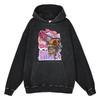 Heavyweight 440g Washed Vintage Denim-Style Anime Hoodie Men Streetwear Casual Sweatshirt
