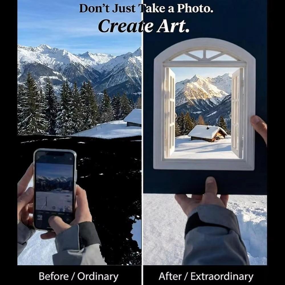 Handheld Window View Photography Props Blue Paper Design Reusable Photo Viewfinder Lightweight Easy Carrying