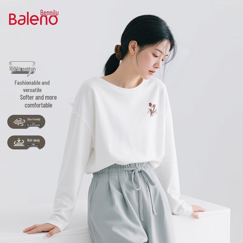 Baleno Women's Pure Cotton Long Sleeve Round Neck T-Shirt