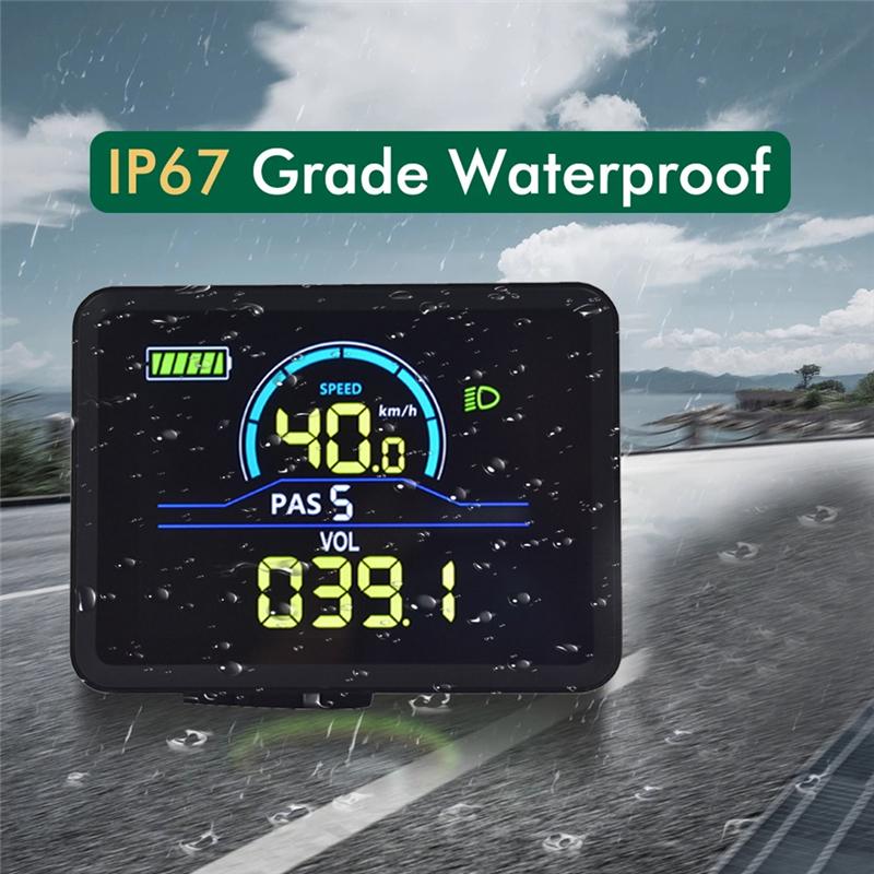 

A03Z-P5C Electric Bike LCD Display Meter 24V-60V Ebike Intelligent Display IP67 UART Colorful LCD Display Meter Black 5PIN