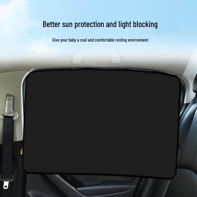 Universal Magnetic Sunshade for Car Window - Rear Seat Blackout with Suction Cup for Heat Insulation and Sun Protection