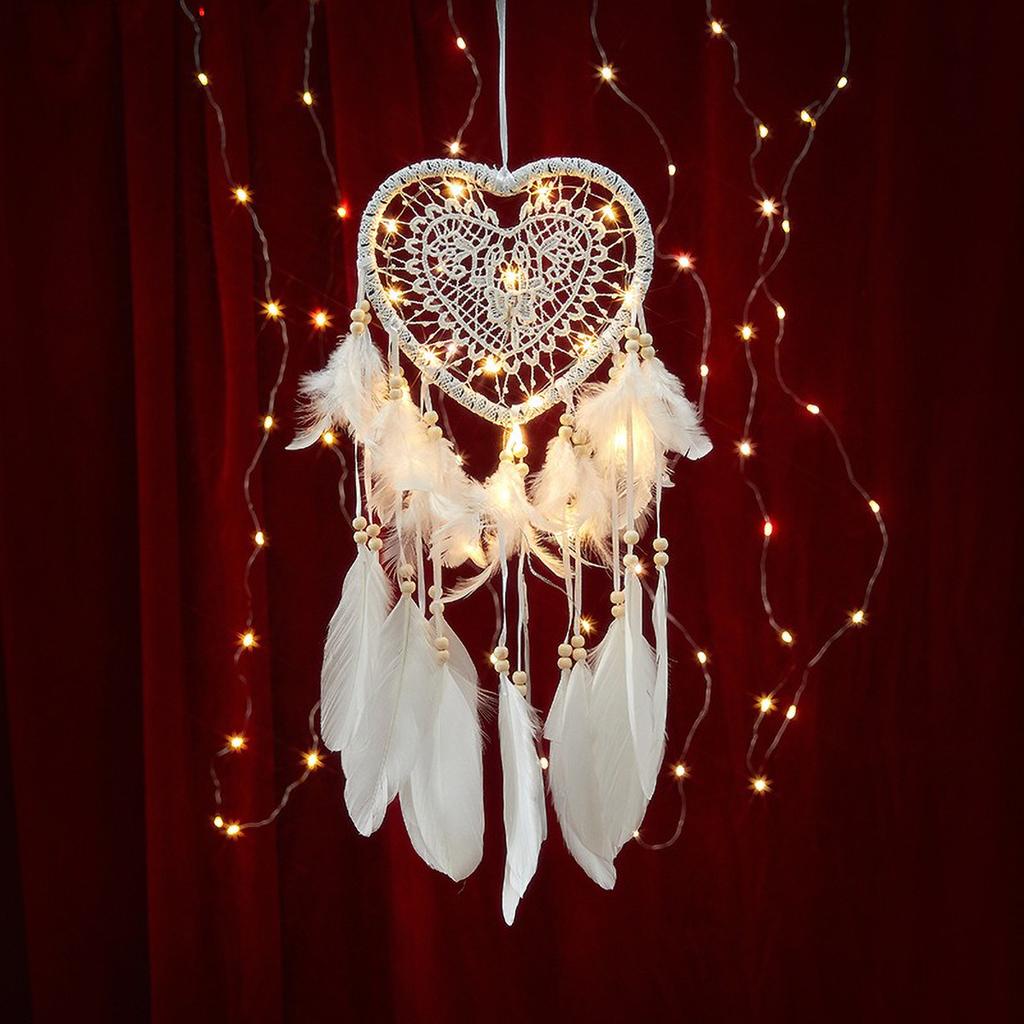 LED Light-Up Dreamcatcher - Hollow Heart Wedding Pendant, Nordic Christmas Tree Decor