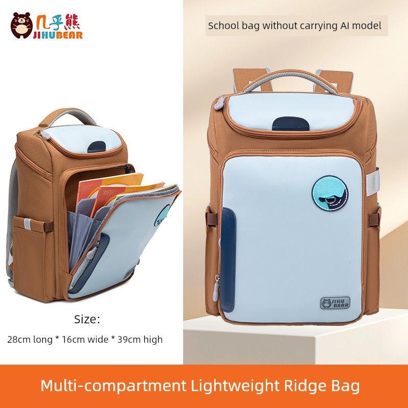 

Bear Kids Schoolbag Boy Elementary School Students Boys First Grade Three Super Light Spine Protection Burden Reduction Boys Backpack AI Intelligence Brown