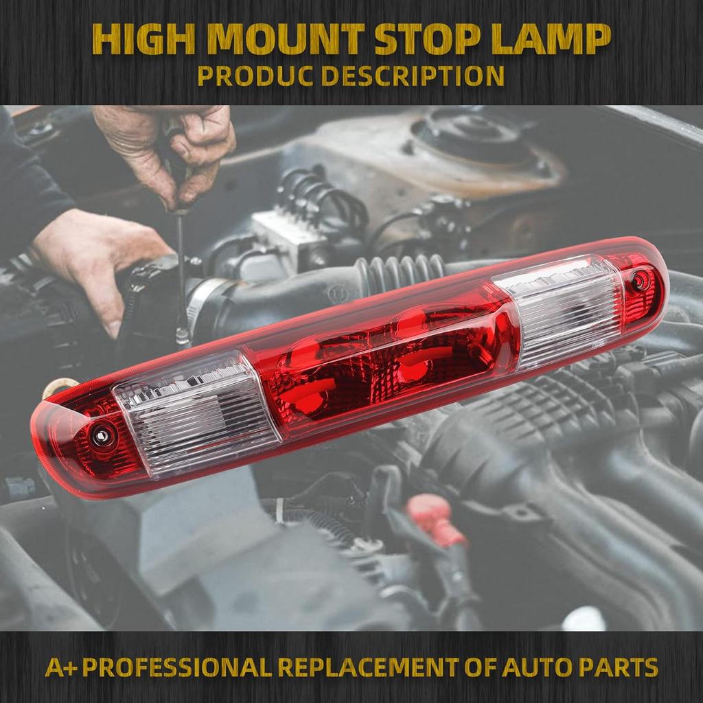 Dasbecan GM25890530 Red Rear Center High Mount Brake Light Compatible With GMC Sierra Chevy Silverado 2007-2013 Replace 923-247 Led Lamp Red Housing