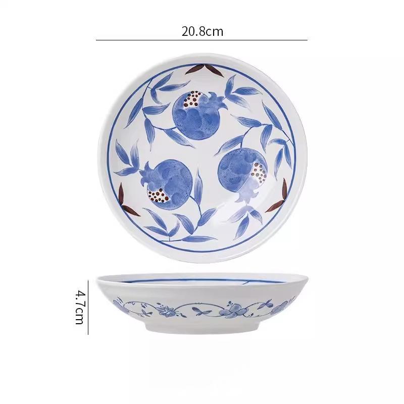 Керамические обеденные тарелки 8 дюймов, винтажные расписанные вручную тарелки с цветочным узором, керамические круглые сервировочные блюда подглазурной росписи, кухонная посуда, 1 шт.