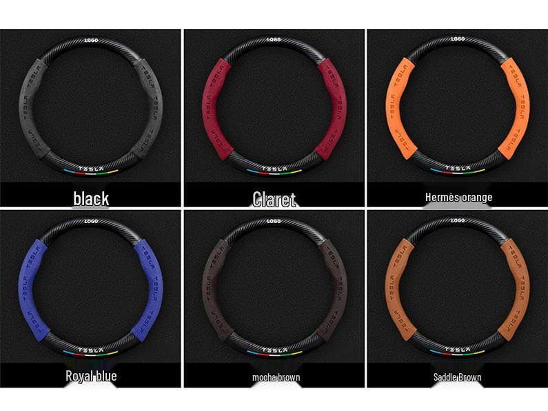 Tesla Model 3 Ultra-Thin Suede Carbon Fiber Steering Wheel Cover