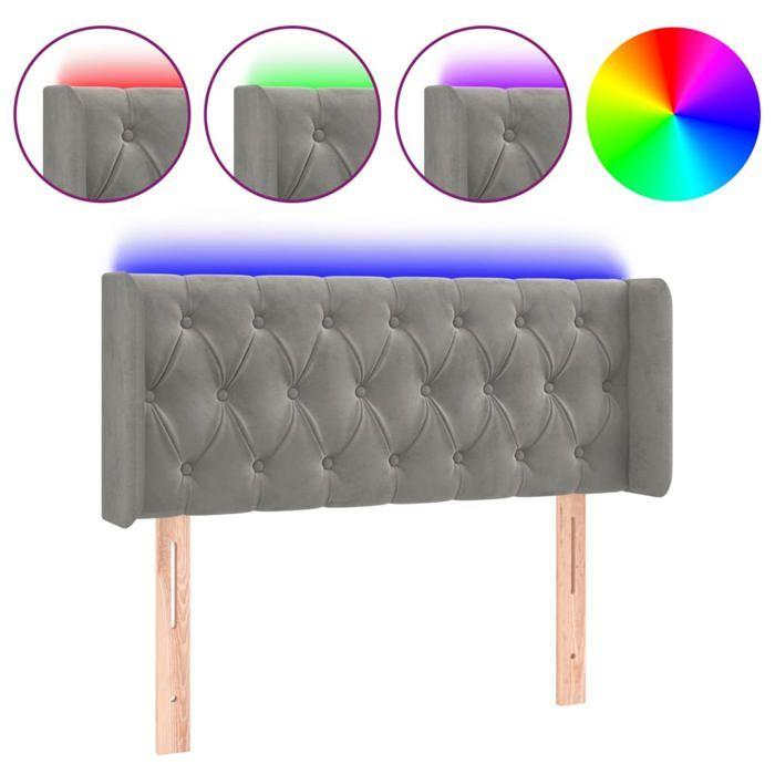 VidaXL LED Headboard Bedroom Furniture Single Bed Accessory Headboard Bed Frame Interior Light Grey 3123608