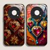 Stylish Gemstone Heart-shaped Pattern Tempered Glass Phone Case for Huawei Honor 200 100 90 80 Magic 7 Pro 6 5 Lite X9 X8 Covers