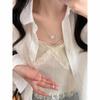 Korean Silver Flower Adjustable Necklace for Women – Elegant Light Luxury Clavicle Chain