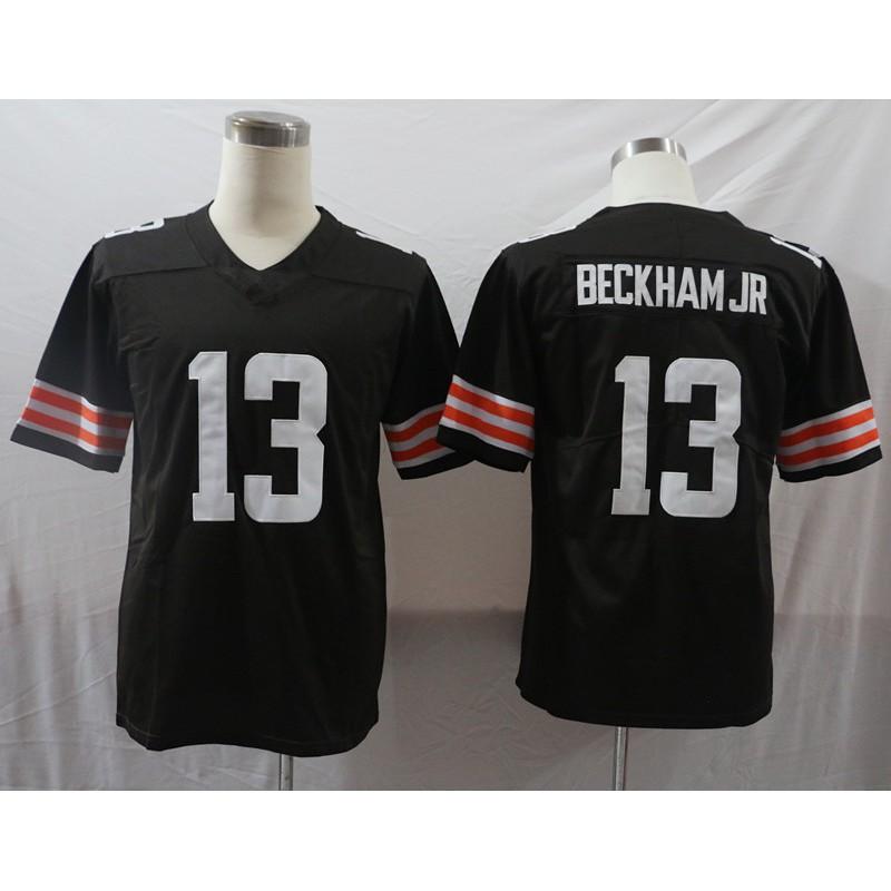 Mens American Football Jersey Brown Team Beckham Jr 13 Mayfield 6 Retro Style Fan Wear Rugby Sports
