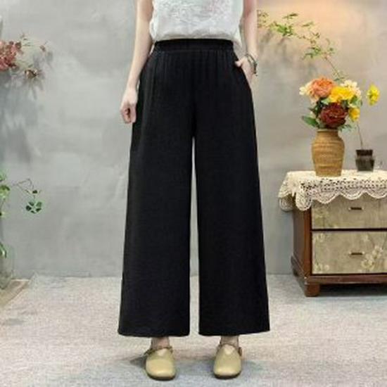 

Spring 2026 Stylish Wide-Leg Pants for Middle-Aged Women - Casual & Straight-Leg for All Seasons 3XL чорний