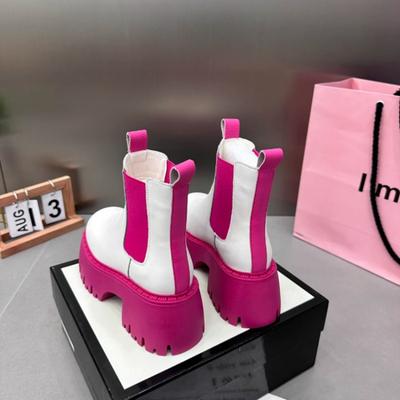 2024 Nuevo Fondo de Pastel de Pino Botas de Pipa de Humo Coloridas, Botines Pequeños Altos y Versátiles Tendencia