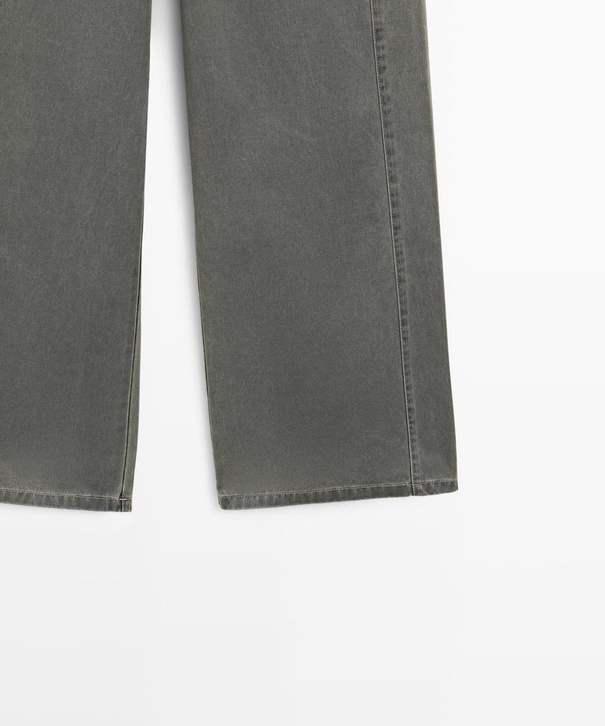 Masimodutti Denim Detail Wide Leg Cotton Pants