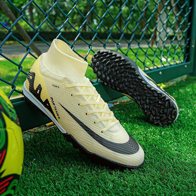 Foreign trade high-top football shoes men's and women's TF knitted mesh sports AG sneakers special training shoes for sports competitions