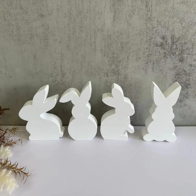 Easter Series Cute Rabbit Candle Silicone Mold Gypsum Car Mounted Incense Expanding Gypsum Decoration Mold Easter Aromatherapy Candle Mold