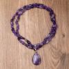 Natural Crystal Sweater Chain, Amethyst Pendant, Long Necklace, Christmas Gift, Valentine's Day Gift, Girlfriend Gift, Couple Gift, Birthday Gift