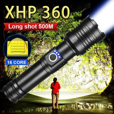 Φακός υψηλής ισχύος XHP360 Φακός LED Αυτοπροστασίας Φακός Αδιάβροχος Λαμπτήρας με δυνατότητα ζουμ Φανάρι μεγάλης εμβέλειας