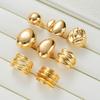8Pcs/Set Exaggerated Gold Color Irregular Open Rings For Women Vintage Smooth Wide Face Open Ring Set New Fashion Chunky Jewelry