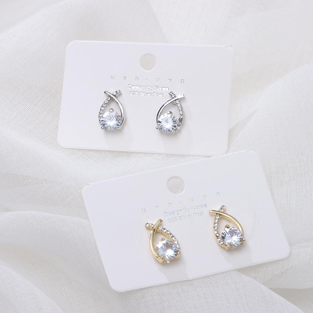 Schmuck Valentinstagsgeschenk Party Kreuz Fischschwanz Ohrringe Zirkonia Ohrringe Piercing 18k vergoldet