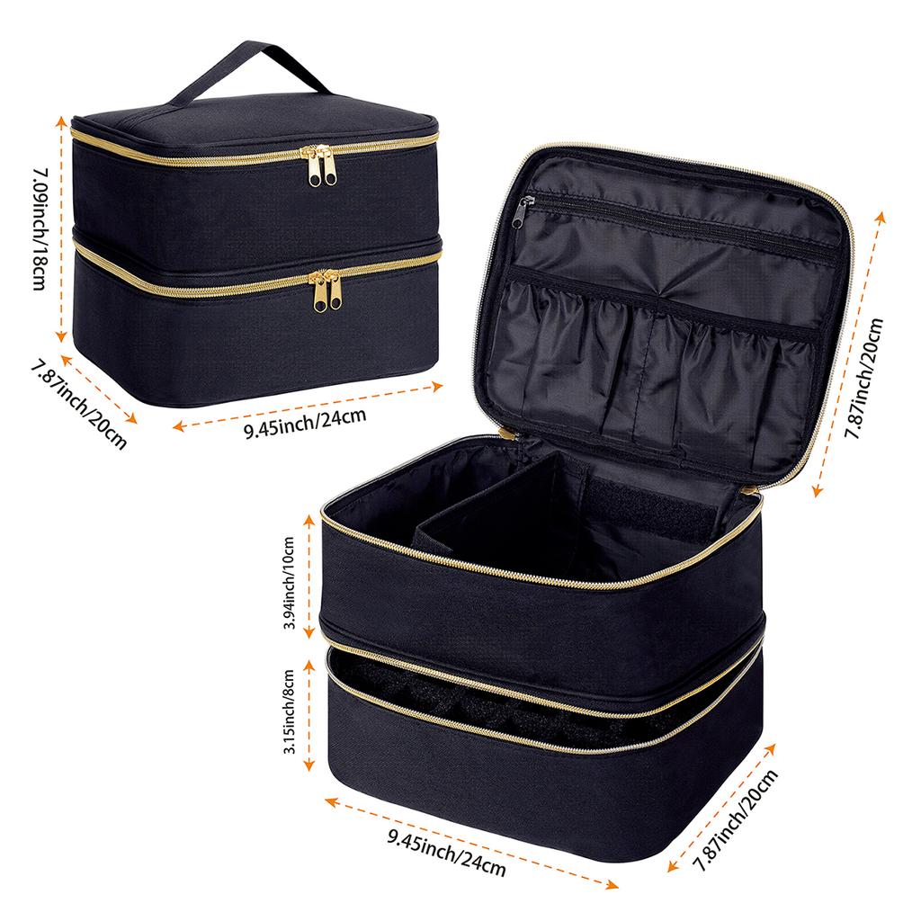 Nail Polish Organizer Handheld Double Layer CosmeticOrganizer Tote Bag For Girls And Women Nail Art, EssentialOil, Cosmetic Set