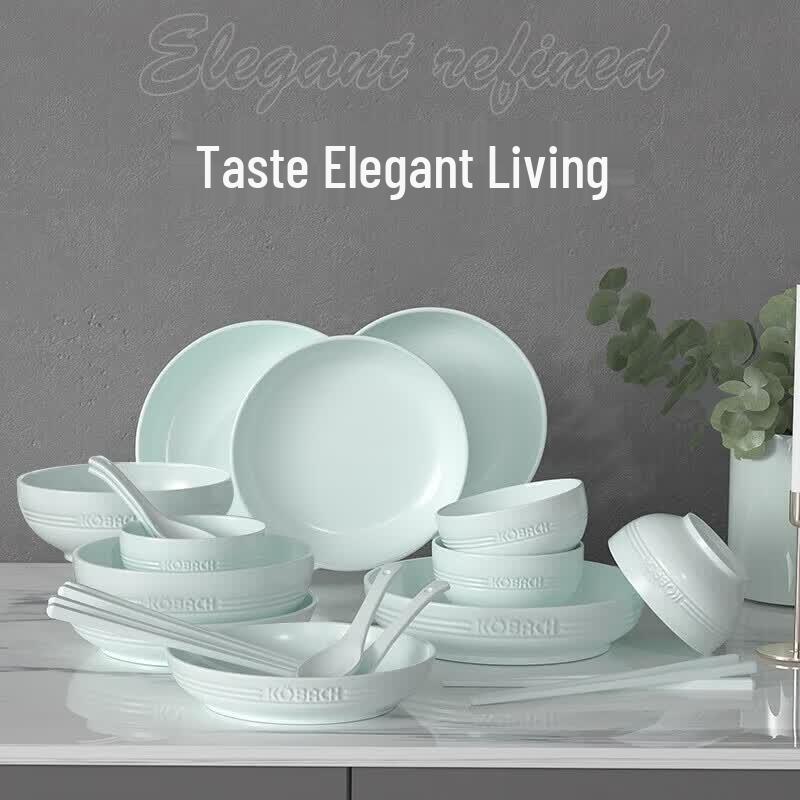 KOBACH Elegant Celadon 20-Piece Porcelain Dinnerware Set
