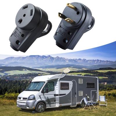30Amp Campers Male and Female Receptacle Plug Electrical Adapter Set with Ergonomic Grip Handle 12V 3Pin Outlet