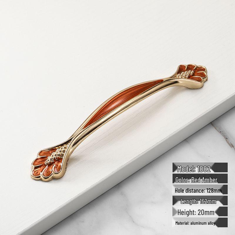 European Style Red Amber Drawer & Wardrobe Handle - Modern, Simple Cabinet Door Hardware