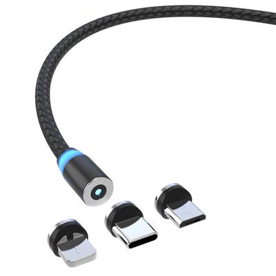 Strong Nylon Micro USB C Charging Cable with Magnetic and LED for iPhone - Fast Charge and Durable