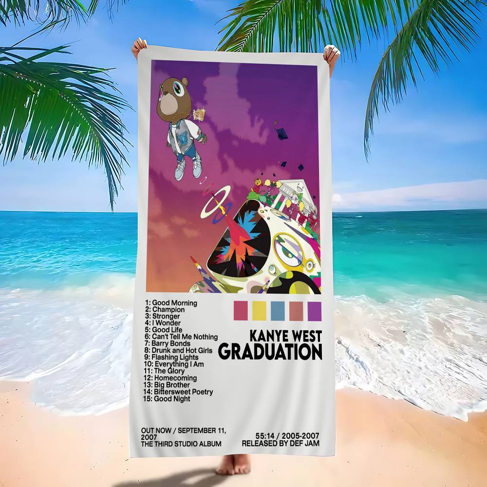 Rapper Hip Hop Pop Singer Kanye West Beach Towel Colorful Bath Towels for Girl Microfiber Sand Free Beach Yoga Spa Gym Pool