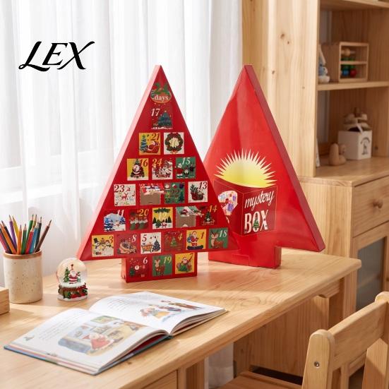Multi Compartment Gift Box Christmas Tree Advent Calendar Box, DIY Surprising Shaped Paper Hole Punch Fillable Countdown for Candy Small Toys,