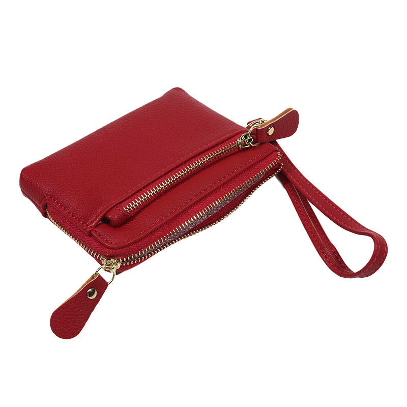 Vintage PU Leather Short Wallet With Zipper Coin Pocket Multiple Card Slots And Wrist Band Casual Portable Card Clip