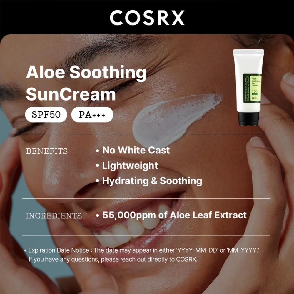 COSRX Aloe Soothing Sun Cream SPF50+ PA+++ 50ml (2 Options)